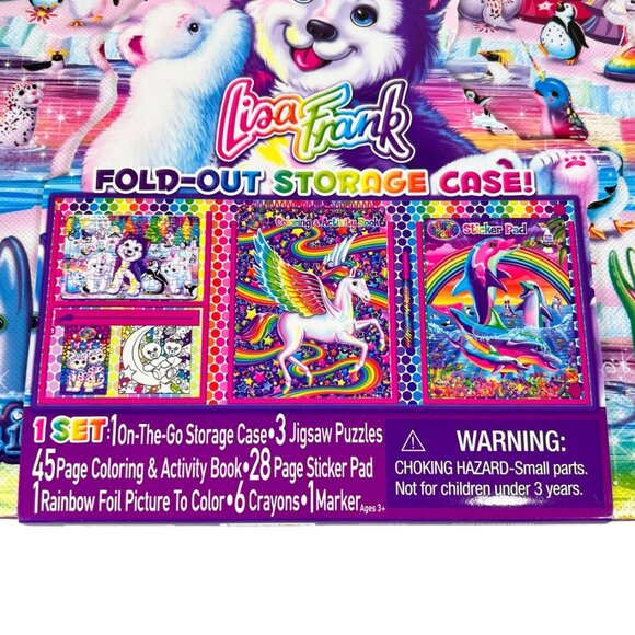 Lisa Frank Coloring & Activity Set w Fold Out Storage Case Puzzles 750 Stickers - Picture 4 of 10